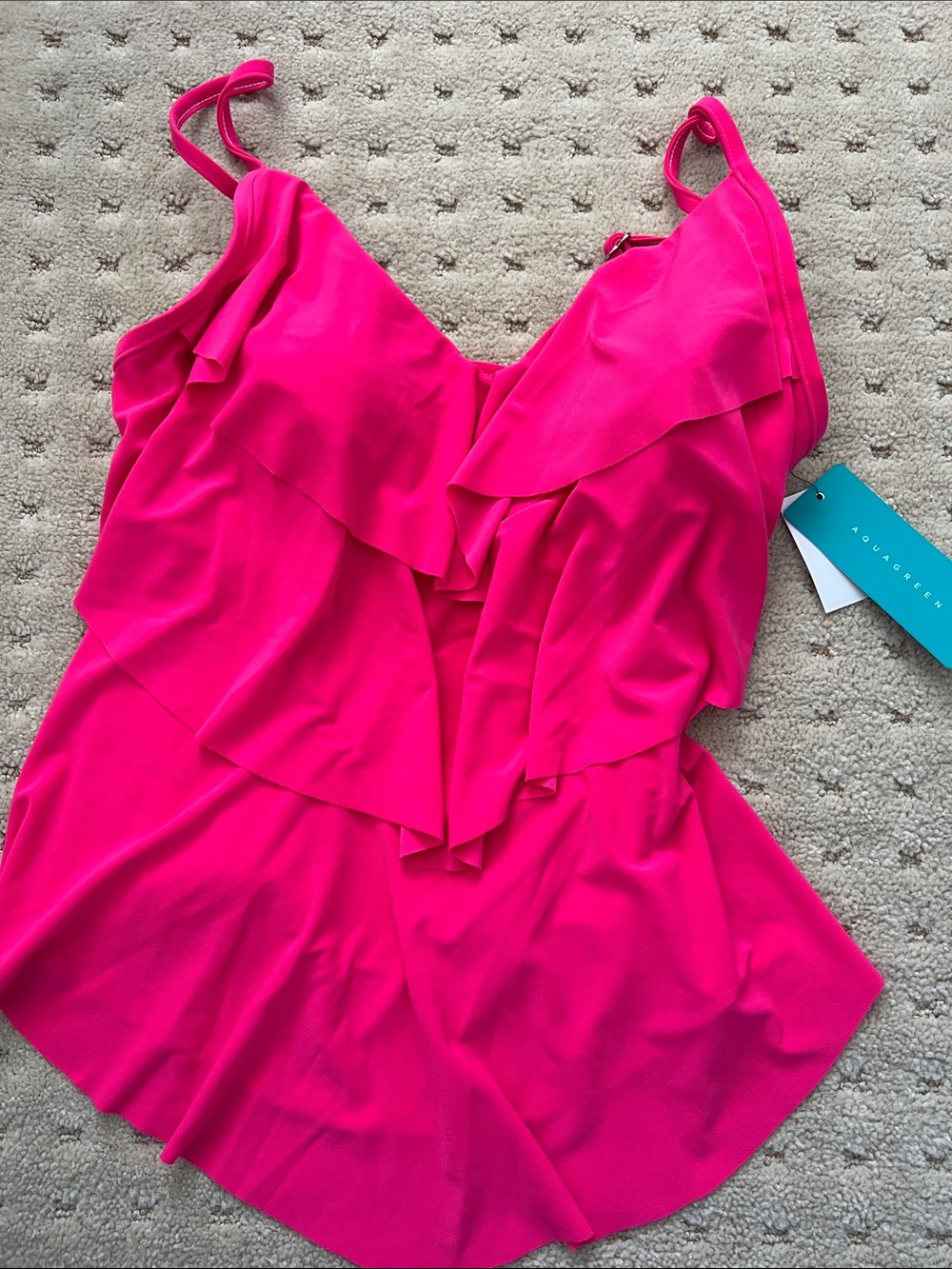 Hot Pink Ruffled Swim Tankini